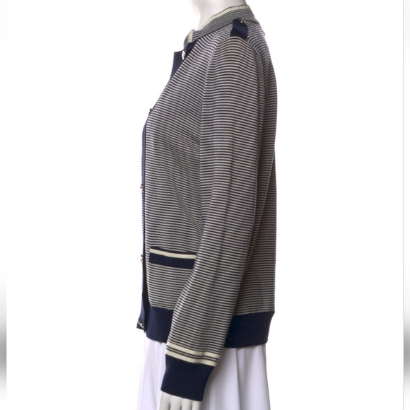 St John Jacket, Size Small, Dark Blue & White Stripes, Nautical, Knit, 100% Wool - Picture 10 of 11